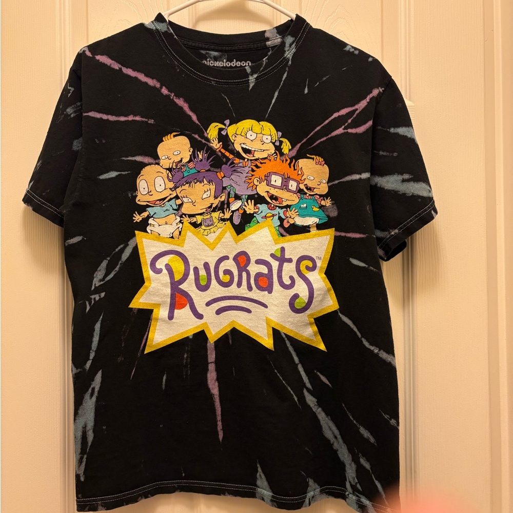 Nickelodeon Rugrats Black and Purple Tie-Dye Kids T-Shirt (M)